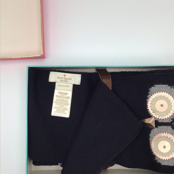KATE SPADE OWL SCARF NWOT COLOR BLACK - Picture 4 of 9